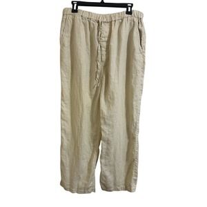 Martin Gordon Linen Cream Chinos with Relaxed Fit and Elastic Waist‎
